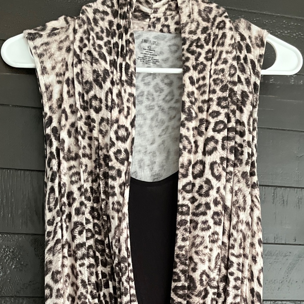 Jennifer Lopez Leopard Sleeveless Wrap Look Top